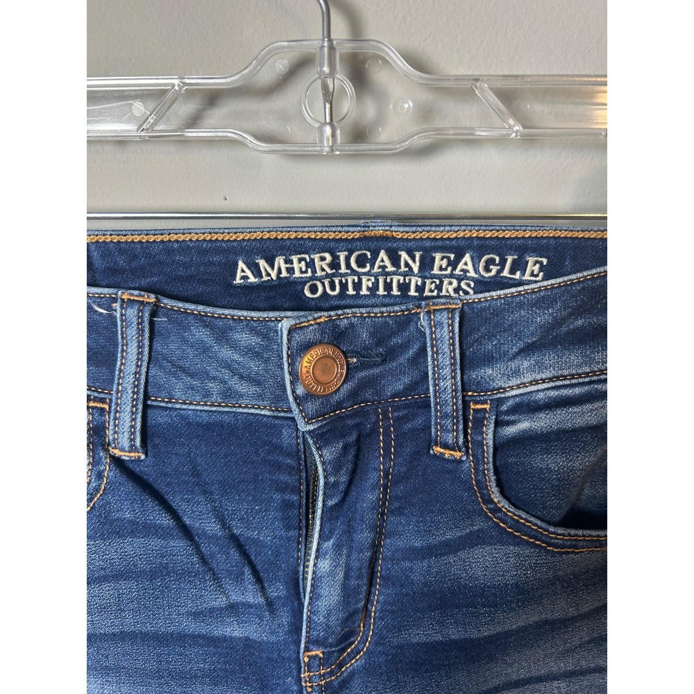 American Eagle Outfitters Jeggings Dark Wash Skinny Jeans Size 2 X-Long - Picture 2 of 6